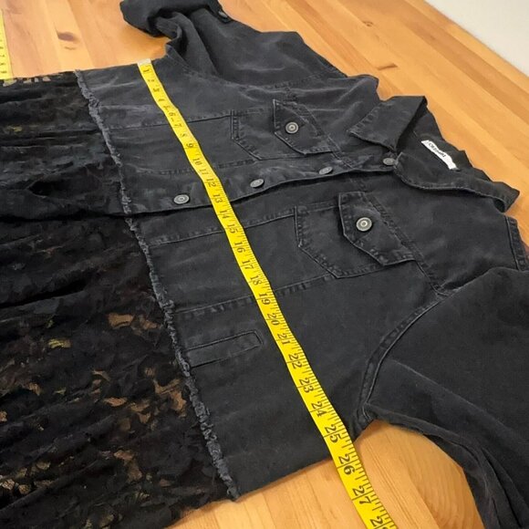 Origami Jacket Duster Women 0 Black Western Festival Lace Denim Button Up Boho - Picture 9 of 16